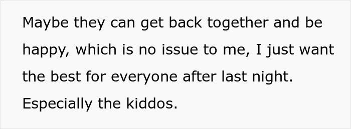 Text excerpt discussing hopes for kids' happiness despite relationship issues between baby mama and guy.