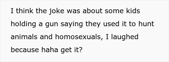 Text excerpt describing a secretly gay teen confronting homophobic parents with dark humor and a lesson on respect.