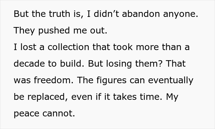 Text excerpt illustrating a man’s feelings after cutting off parents following their revenge over his small wedding plans. Text excerpt illustrating a man’s feelings after cutting off parents following their revenge over his small wedding plans.