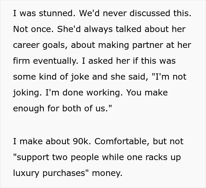 Alt text: Excerpt highlighting a marriage falling apart due to wife treating husband as an ATM machine with zero shame.