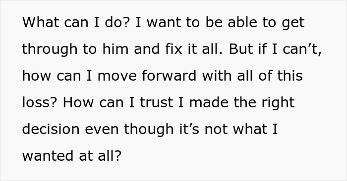 A woman reflects on regret and seeks a reality check after divorce, questioning trust and moving forward with loss.