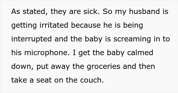 Text about a stay-at-home mom managing chores and a baby while husband calls her lazy during marriage struggles.