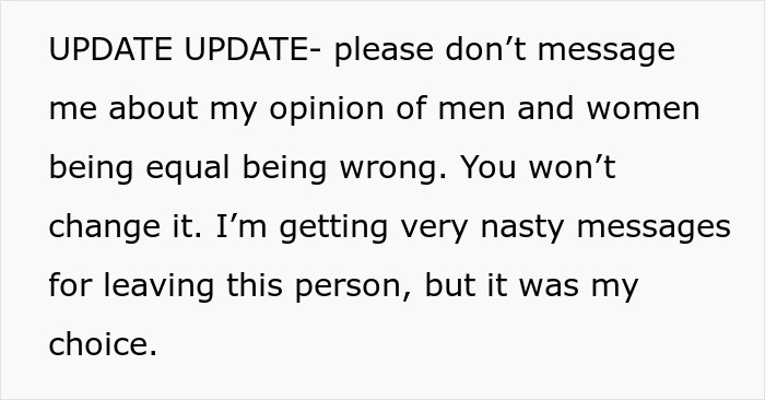 Text update explaining woman’s choice to dump boyfriend after his comment about future kids and love only for boys. Text update explaining woman’s choice to dump boyfriend after his comment about future kids and love only for boys.