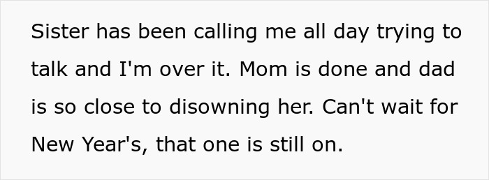 Text post describing family tension after sister&rsquo;s barefoot spiritual advisor causes chaos at Thanksgiving.