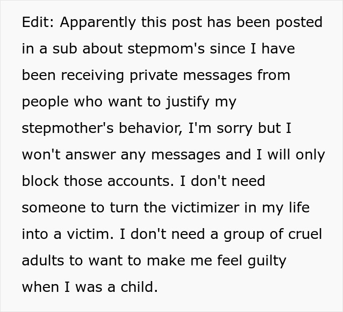 Text excerpt about stepmother's behavior and teen's feelings, highlighting insecurities and true colors of a stepmother.