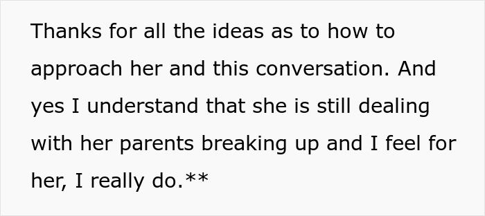 Text about dealing with dad&rsquo;s girlfriend and regrets for not accepting her gift after rude behavior.