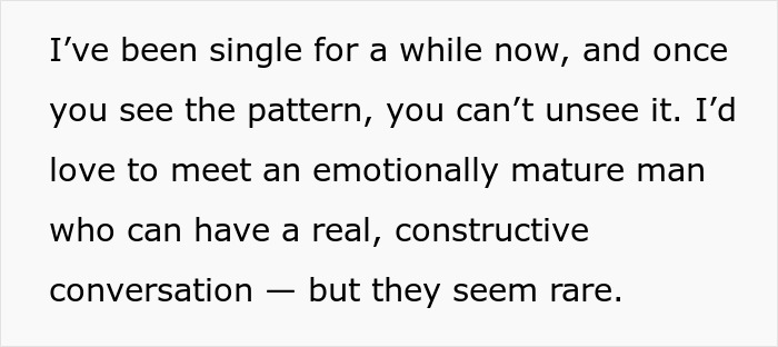 Single woman reflecting on the pattern men in relationships follow, seeking emotionally mature partners.