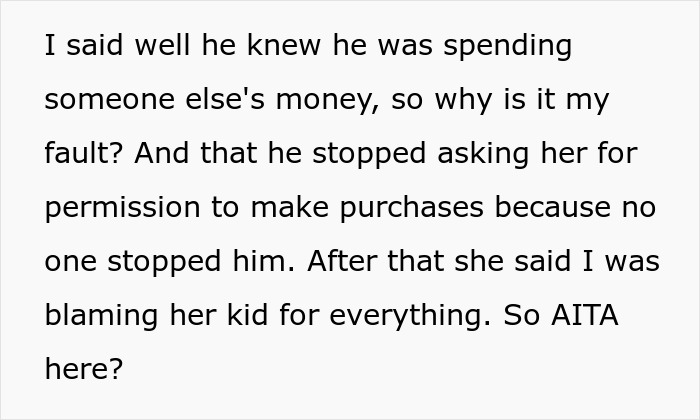 Text on a white background sharing a story about entitlement and spending using someone else's credit card. Text on a white background sharing a story about entitlement and spending using someone else's credit card.
