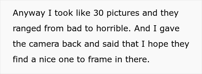 Screenshot of a woman describing taking horrible family pics after homophobic MIL excluded her from photos.