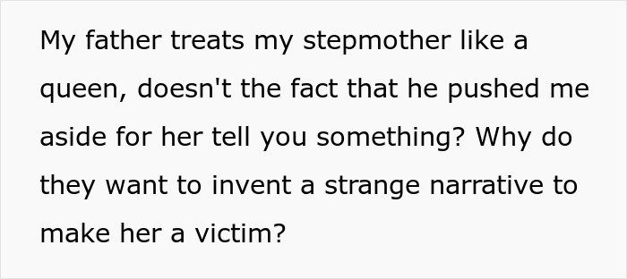 Teen expresses feelings about stepmother's behavior and insecurity in family dynamics involving a kid.