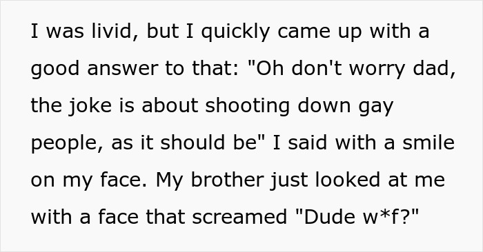 Text excerpt showing a secretly gay teen&rsquo;s dark response to homophobic parents, highlighting a lesson on respect.