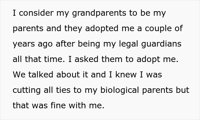 Text about refusing to establish relationship with fathers and choosing grandparents as adoptive parents instead.
