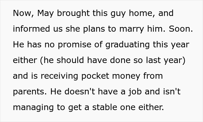 Financially unstable woman rushes into marriage with an unemployed man receiving pocket money, facing a harsh reality check.