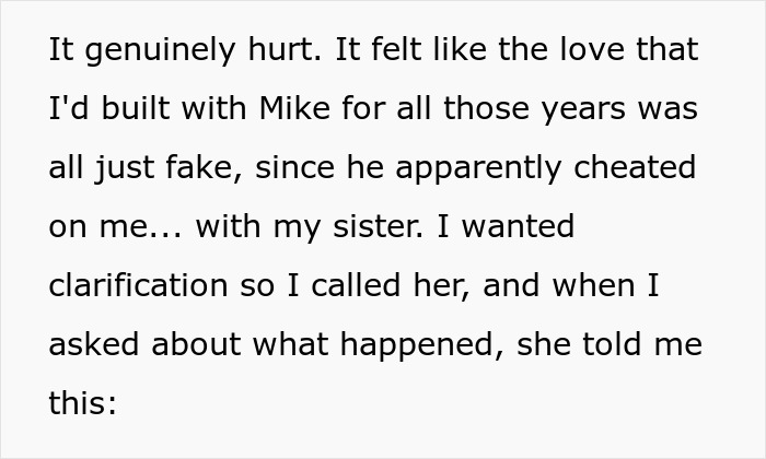 Text excerpt about bride discovering groom cheated with family, revealing painful wedding betrayal and heartbreak.