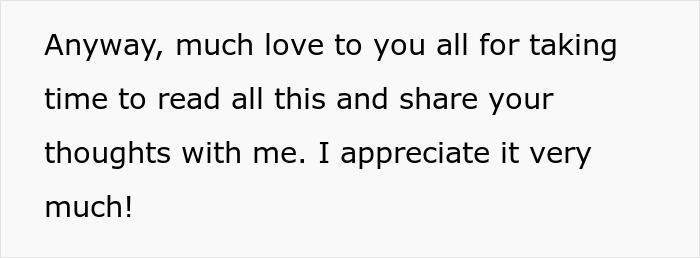 Text expressing gratitude for readers taking time to share thoughts, highlighting relationship ending over pastries passion.