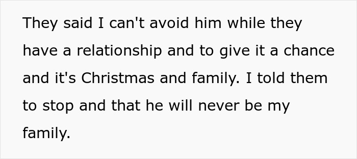 Text excerpt describing a family conflict where a guy refuses to accept a sibling&rsquo;s relationship during Christmas.