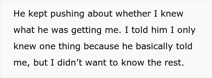 Text excerpt describing a guy repeatedly pressuring his girlfriend to reveal if she got him a PS5 for Christmas.