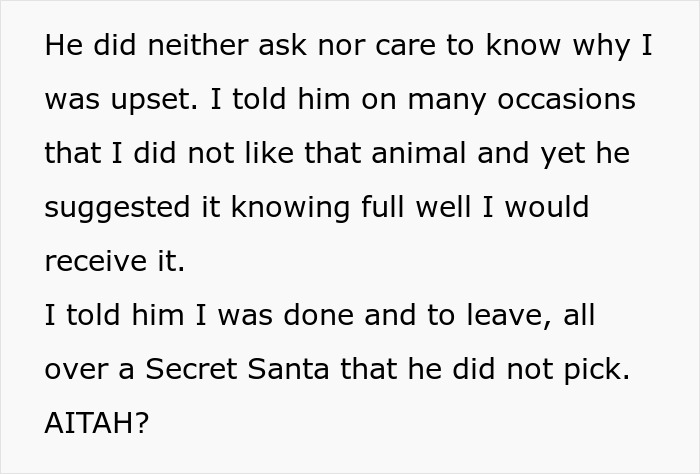Screenshot of text post about Secret Santa and receiving a racist gift causing upset