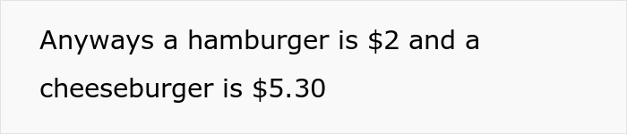 Text showing burger prices at McDonald&rsquo;s drive thru with person cutting contact after true colors revealed.