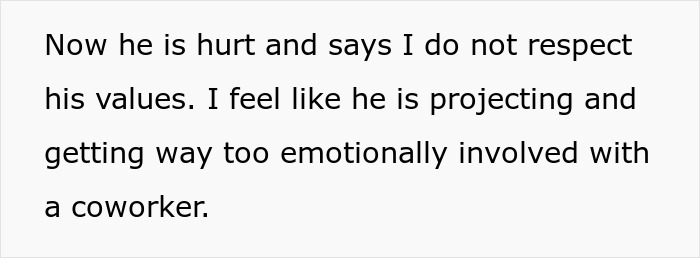 Text about boyfriend in tears over misogyny and jealous girlfriend feeling uncomfortable with female colleague involvement.