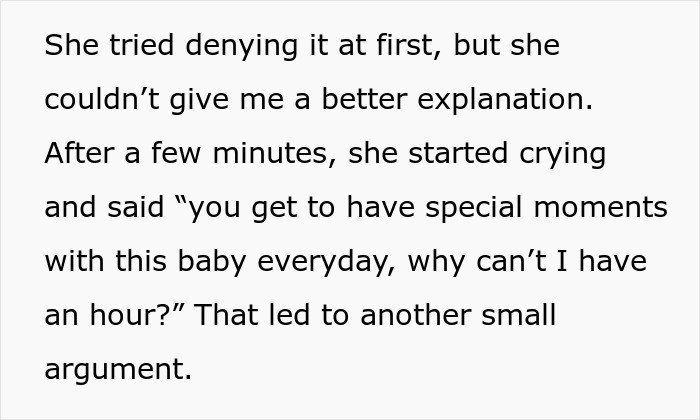 Step-grandma sneaks baby to Santa while watching him, captured in a cozy living room with holiday decorations.