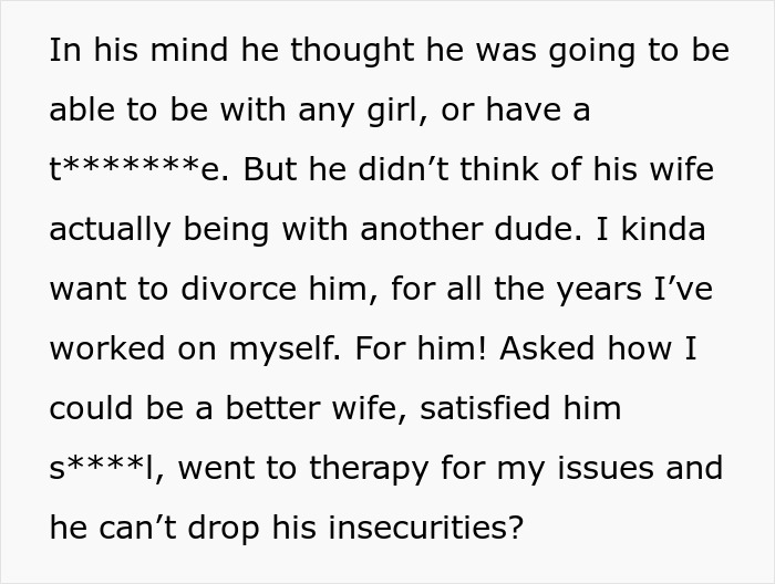 Alt text: Man struggles with insecurity after pushing for open marriage, realizing he cannot handle the emotional challenges involved Alt text: Man struggles with insecurity after pushing for open marriage, realizing he cannot handle the emotional challenges involved