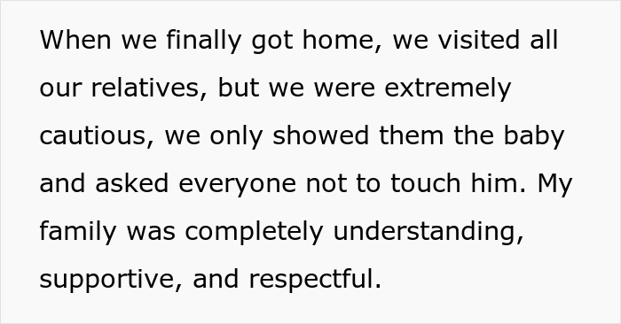 Text describing family caution and support after a premature birth amid tensions with MIL refusing to believe it. Text describing family caution and support after a premature birth amid tensions with MIL refusing to believe it.