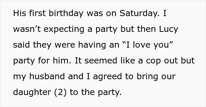Text excerpt about a Jehovah's Witness mom attending her kid's birthday party, reflecting on celebration terms.