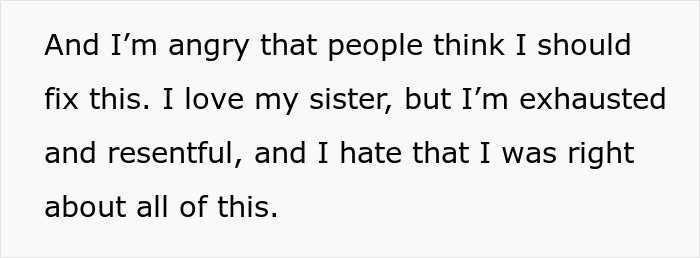 Alt text: frustrated childfree woman refuses to take responsibility for sister's new baby, expressing exhaustion and resentment Alt text: frustrated childfree woman refuses to take responsibility for sister's new baby, expressing exhaustion and resentment