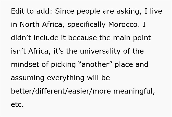 Person moves to African country seeking simple lifestyle, experiencing disillusionment with expectations versus reality.