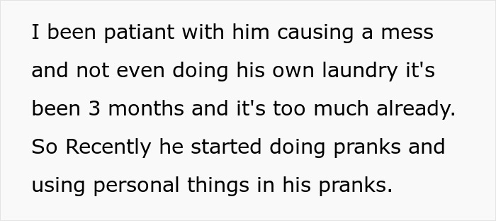 Text excerpt describing a man frustrated with his cousin&rsquo;s cruel prank and the resulting family conflict.