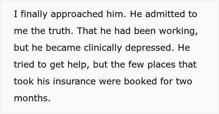 Text discussing a woman discovering her boyfriend built their relationship on lies due to fear of losing her.