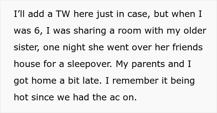 Text excerpt discussing a childhood memory shared by a guy venting online about his girlfriend&rsquo;s closet door request.