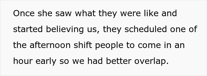 Text excerpt from a manager forcing coffee shop workers to follow her rules causing unexpected consequences the next day.