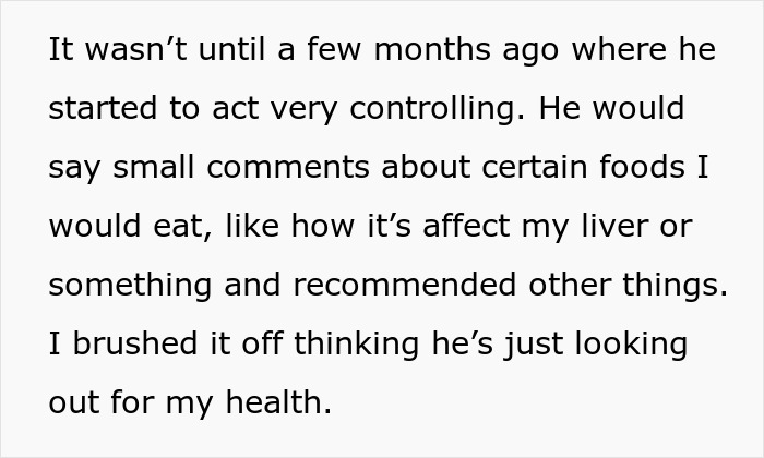 Text describing a controlling boyfriend and his girlfriend&rsquo;s reaction as their relationship faces conflict online.