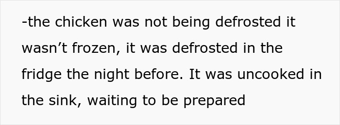 Woman loses appetite after seeing how her mother-in-law prepares uncooked chicken in the kitchen sink.