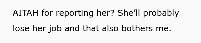 Text message discussing concerns about reporting a coworker and potential job loss in a workplace conflict scenario. Text message discussing concerns about reporting a coworker and potential job loss in a workplace conflict scenario.