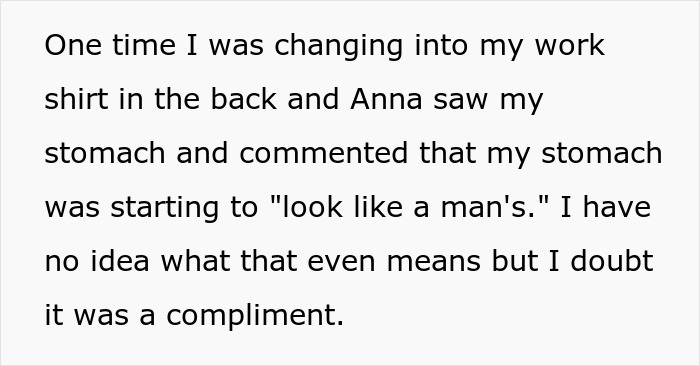 Alt text: Woman fed up with coworker skinny-shaming while preaching body positivity in a workplace conversation.