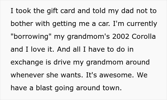 Teen mad as dad gifts stepbro a car for Xmas, upset over favoritism after receiving only a gift card.