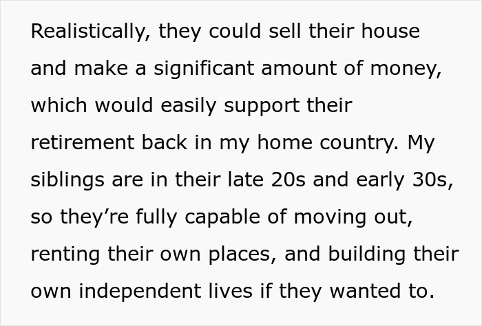 Text excerpt about a lady refusing to help cruel parents who abandoned her, facing claims of disrespect.