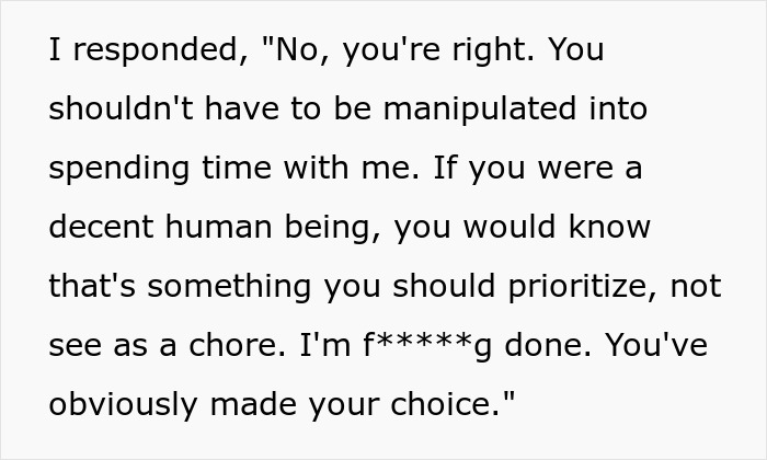 Man expresses frustration over wife's phone dependence, choosing phone over family, leading to divorce and broken relationship.