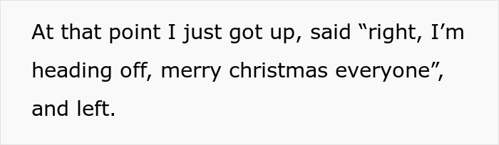Man leaves Christmas dinner upset after uncle's jokes, while mom looks furious and embarrassed at the family gathering.