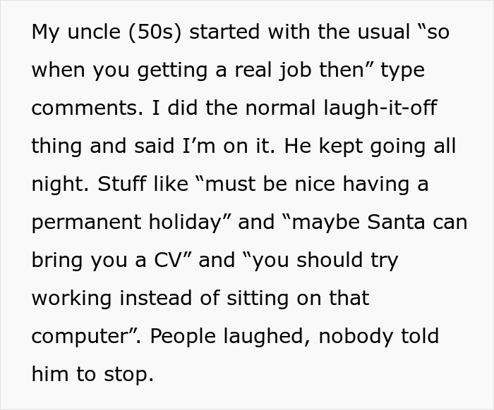 Alt text: Man leaves Christmas dinner after uncle&rsquo;s jokes escalate, causing tension with mom and family embarrassment over holiday remarks.