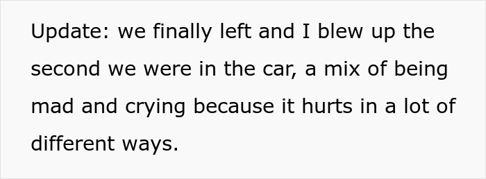Text update describing emotional reaction after leaving, related to a shameless guy flirting while babysitting situation.