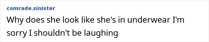 Social media comment reacting to Millie Bobby Brown&rsquo;s snow bunny look with humor and mentioning underwear.