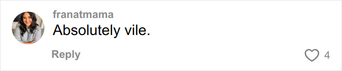 Comment on social media post saying Absolutely vile in response to heartless beauty queen accused of toddler&rsquo;s passing appearing in court.