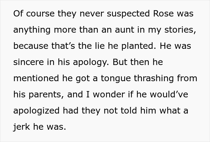Text excerpt showing a woman rethinking her engagement after fianc&eacute;&rsquo;s lie about her family during a holiday dinner.