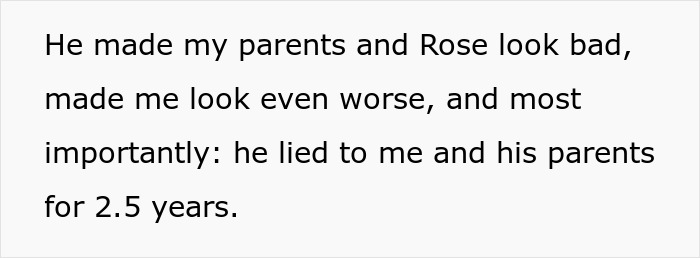 Text excerpt describing a woman rethinking her engagement after her fianc&eacute;'s lie about her family is revealed.