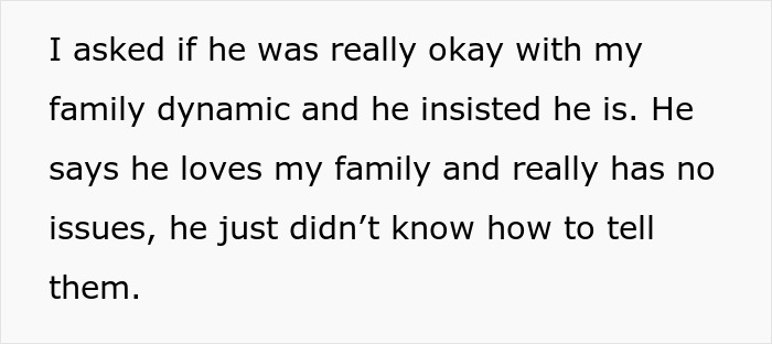 Text excerpt showing a woman questioning her fianc&eacute;&rsquo;s honesty about her family dynamics before rethinking engagement.