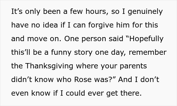 Woman rethinks engagement after fianc&eacute;&rsquo;s lie about her family causes conflict during holiday dinner conversation.